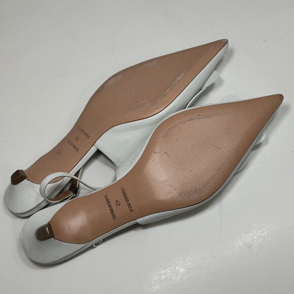 Maeve Anthropologie Floral Slingback Kitten Heels White Sz 42/10 Pointed Toe - Picture 8 of 8